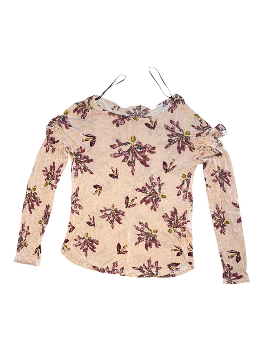 H&M XS Pink Floral Long Sleeve Cutout Blouse